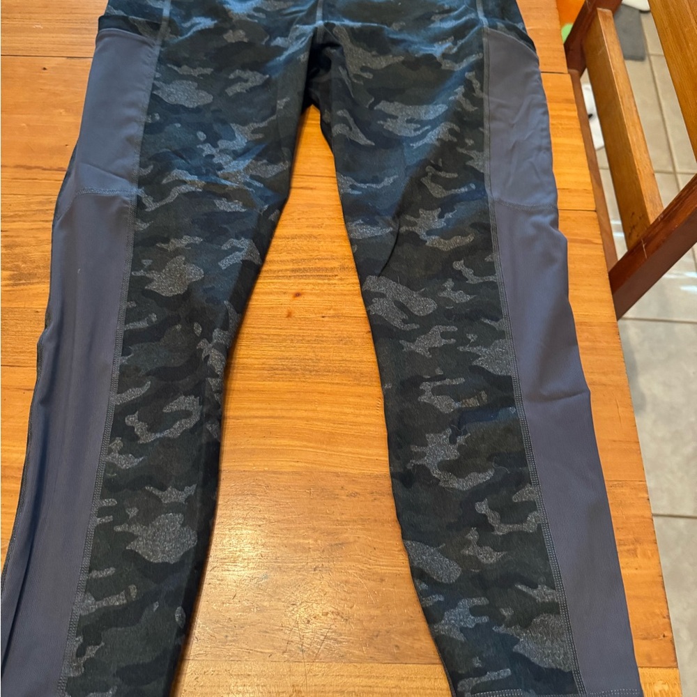 Fabletics Gray Camo PowerHold Leggings